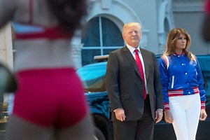 WATCH: Trump Skips Super Bowl National Anthem, Leaves Melania in Background to Greet College Cheerleaders