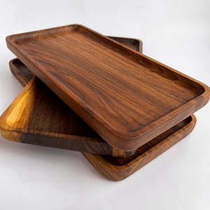 Wooden Walnut Rectangular Tray, Coffee Table Decor, Stylish Kitchen Accessory - Etsy Australia