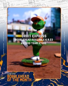 An iconic moment in Astros history deserves an iconic bobblehead. This limited edition bobblehead is available now at the Center Field Team Store or online at tinyurl.com/OrbitExpressBobblehead! | Houston Astros