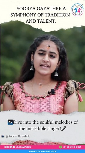 Blending tradition with talent, Soorya Gayathri's voice transcends time, soothing souls with every note.  #gcpawards #gcpa2022 #childprodigy #prodigy #SooryaGayathri #Singer #GCPAwardee | Global Child Prodigy Awards | Facebook