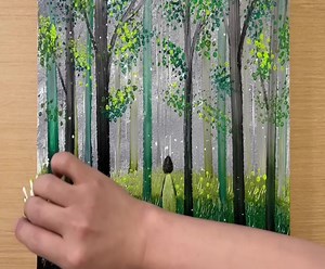 How to Draw an Olive Green Forest / Acrylic Painting Technique | Painting