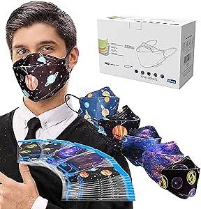 LUCIFER 50 Pack Face Mask, 4-Ply Mask Protection Face Cover PM2.5-proof, Fire Smoke-proof, Dust-proof Face Mask Multicolor- Individual Packs