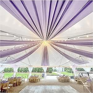 Wedding Ceiling Drapes 4 Panels 5ftx20ft Light Purple Glossy Ceiling Drapery Conservatory Tent Canopy DIY Wedding Draping Fabric