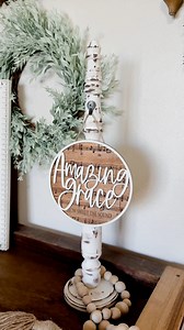 Repurposed spindle DIY: Mini Sign Holder | Barefoot & Freckled, LLC
