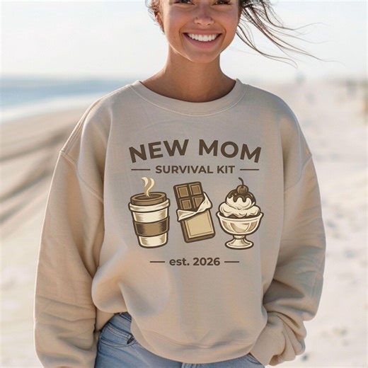 New Mom Survival Kit Sweatshirt Est 2026, Postpartum Gift for First Time Mom, Baby Shower Present, Cozy Mom Crewneck - Etsy