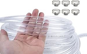 50ft 1/2"ID X 5/8"OD Dia Clear Vinyl Tubing, Flexible Hybrid PVC Tubing Hose, Lightweight Plastic Tube UV Chemical Resistant Vinyl Hose, BPA Free and Non Toxic