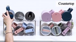 Stackable Water Bottle Organizer - Large Compartment Stanley Cup Holder, Water Bottle Holder for Stanley Tumbler 40oz, Tumbler Organizer Kitchen Pantry Organization and Storage, 4 Tier Storage Rack