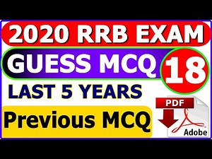 Raiwlay RRB NTPC GK Guess Paper 2020 Part 18 | RRB Railway GS NTPC Previous paper 2020