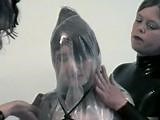Latex Angelic Breathplay - Full Body Plastic Bag Bondage & two women in latex catsuits.avi