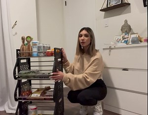 Rolling Storage Cart with Wheels, COORACK Kitchen Storage Carts Utility Cart with Handle, Fruit Vegatable Storage Cart Rack Bin for Kitchen Bathroom (5 Tier)