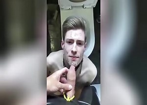 Worthless white fag used as a urinal