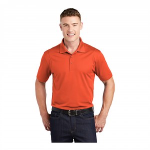 Sport-Tek ST650 Unisex Customizable Deep Orange Short Sleeve Moisture-Wicking Micro Pique Polo Shirt - Polyester - Large