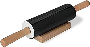 Ceramic Rolling Pin,16 inch with Wooden Handle and Stand, Rolling Pin for Baking Pastry, Pizza, Dough, Cookie, Pie Crust, Pasta, Bakery, Non-Stick Surface, Easy to Clean, Black