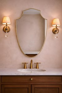 Italian Shield Mirror, Curved Antique Brass Mirror for Wall, Handmade Asymmetrical Mirror for Bathroom Wall Decor - Etsy UK