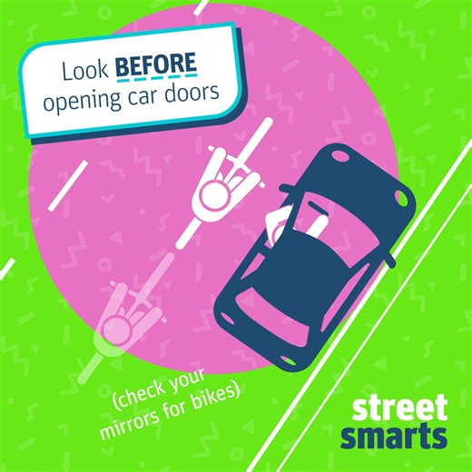 4.9K views · 5 comments | ️ When you park your car, check for people on ↕️  bikes before opening your door and having someone crash into it. #StreetSmarts | City of Saskatoon - Your Local Government | Facebook