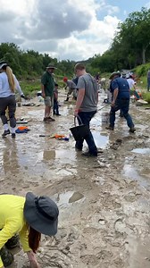 Every summer at the Paluxy River in Glen Rose, Texas, amature paleontologists assist in uncovering dinosaur tracks and then hunting for more tracks and on the look out for what appears to be human tracks deep in the limey mud 4400 years ago. #paleontology #dinosaur #glenrose #evolution #creationism It | Lost World Museum