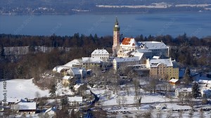 Germany, Bavaria, Upper Bavaria, Andechs Monastery in the Five Lakes Region, Winter