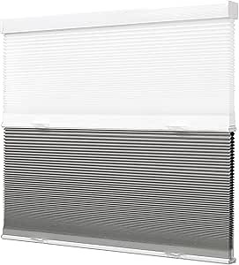 Boolegon Day Night Cellular Shades Cordless Blackout/Light Filtering 2 Shades in 1 Honeycomb Blinds Top Down Bottom Up Custom Cut to Size Cellular Blinds for Windows, Light Gray, 20" W x 52" H