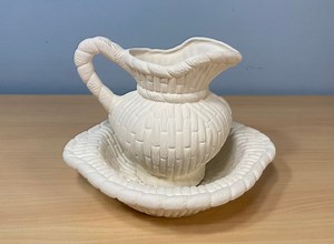 Wicker Pitcher & Bowl Set Unpainted Ceramic Bisque Ready to Paint - Etsy Canada