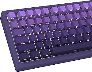 ONROCL Side Print PBT Keycaps - Double Shot/Shine Through Custom Set, 136 Keys Gradient Purple, OEM Profile for Cherry Gateron MX Switches Keyboard