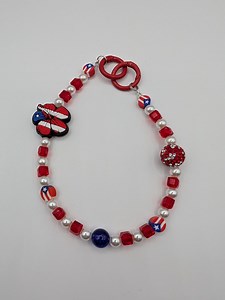 Puerto Rican Flag Wristlet Keychain: Glass & Silicone Beaded Cell Phone Holder - Etsy Canada