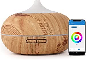 Smart Essential Oil Diffuser with Alexa & Google App & Voice Control- Ultrasonic Aroma Oil Diffuser- 14 LED Light - Perfect Bedroom Decor- Create Timer and Scheduling- Auto Shut Off