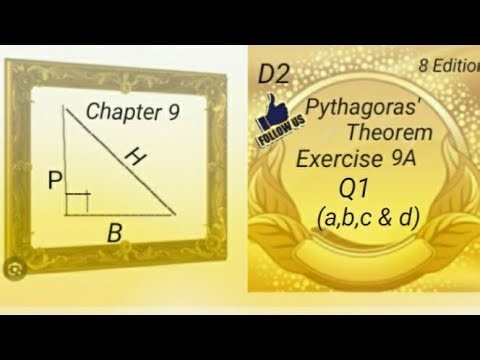 D2 - Chapter 9 - Ex 9A - Q1 (a,b,c & d) - Pythagoras' Theorem - (8 Edition)