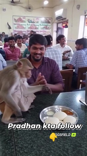 Waiter monkey Take over Restaurant viral ... | Pradhan Kta