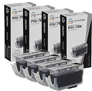 LD Compatible Ink Cartridge Replacement for Canon PGI-7Bk 2444B001 (Black, 4-Pack)