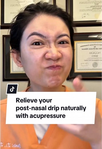 Relieve your post-nasal drip naturally with acupressure. #acupuncture #acupressure #acupuncturist #postnasaldrip #allergy #cough How to relieve post-nasal drip naturally with acupressure point