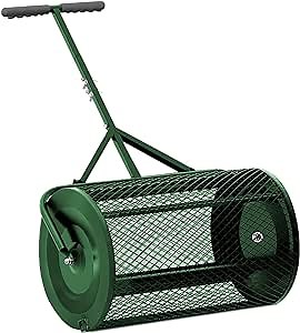 24''Peat Moss Spreader with Upgrade T Shaped Handle, Compost Spreader for Lawn and Garden Care,Green
