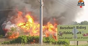 Fire engulfs hay barn in Wisconsin Dells Thursday evening
