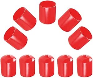 Aopin Rubber Round End Cap Cover 0.67 Inch (17mm) Screw Thread Protectors PVC Flexible Tubing Pipe Protective Bolt Screw Thread Protector Safety Cover | for Pipe Post Tubing Rod Cover 10 Pcs (Red)