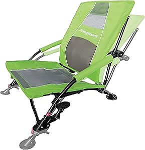 STRONGBACK Beach Chairs - Low Gravity Recliner Portable Beach Chair - with Built-in Lumbar Support, Heavy Duty Folding Beach Chairs, Great for Travel, Lime Green/Gen 1
