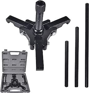 PONO 5 Pieces Harmonic Balancer Damper Pulley Compatible with Ford, GM, Chrysler, Cadillac, Chevy Trucks, Mitsubishi, 3 Jaw Puller Tool