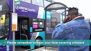 Thank you for wearing your face covering whilst onboard our buses, failure to do so could see you fined up to £200. Please remember to wear your face covering onboard and for the duration of your journey. We have journey assistance cards available for those customers who are exempt from wearing a face covering at: www.arrivabus.co.uk/help/customers-with-disabilities | Arriva Midlands West