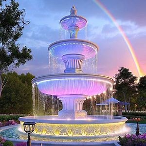 [Hot Item] Garden Decoration White Marble Fountains Waterfall Large Outdoor Water Fountain with Lights Factory Price