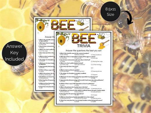 Bee Trivia Game, Bee Quiz, Printable Bee Game, Honey Bee Trivia, What Will Your Baby Be Baby Shower Game, Bee Day Game for Kids or Adults - Etsy