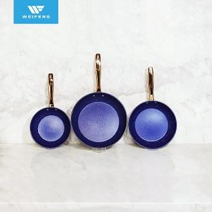 [Hot Item] Non-Stick Coating Frying Pan Set, Stainless Steel Cookware with Golden-Plated Handle