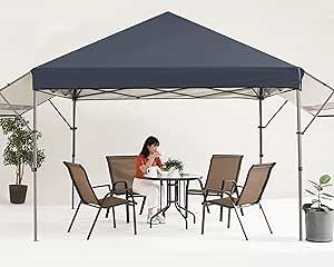 MASTERCANOPY 10x10 Pop-up Gazebo Canopy Tent with Double Awnings Drak Grey