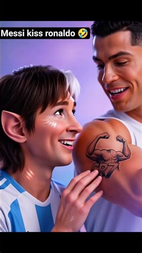 Messi kiss Ronaldo 🤣 #messi #ronaldo