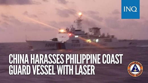 The Philippine Coast Guard (PCG) has accused a Chinese coast guard ship of directing a “military-grade” laser at one of its vessels, putting the Filipino crew in danger. Read more: https://inq.news/ChinaLaserPCG | INQUIRER.net
