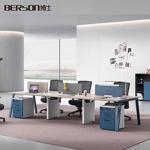 [Hot Item] Modern Design Wooden 4 Person Combination Desk Staff Table Furniture Office Workstation