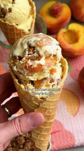 Peach Crisp Ice Cream — Creamy Vanilla Brown Sugar Crisp