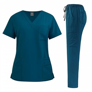 [Hot Item] 100% Cotton Unisex V-Neck Nurse Short Sleeve Hospital Uniform