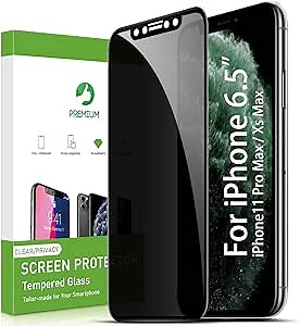 Intermerge Privacy Screen Protector for iPhone Xs Max, Premium 4D Curved Edge to Edge Full Coverage Anti-Spy Tempered Glass Screen Protector for Apple iPhone Xs Max 2018, 6.5inch