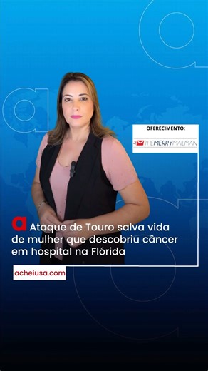 📹 Este noticiário é um oferecimento de The Merry Mailman @themerrymailman - Envie pacotes para o Brasil Uma mulher de 66 anos foi atacada por um touro, mas descobriu que isso na verdade foi uma bênção. Ao ser hospitalizada para cuidar dos ferimentos, os médicos descobriram um tumor no pulmão. A idosa que mora em Ocala, na Flórida, foi defender o filho do ataque do touro e acabou ficando com hematomas e uma costela quebrada, mas os exames feitos revelaram câncer de pulmão em estágio um, com pote