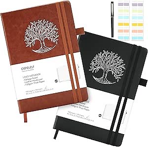 Ospelelf Pink Lined Journal Notebooks for Note Taking, 180 Pages, A5 Leather Hardcover Notebook with Pen, 100 gsm Paper Meeting Notebook for Work, Writing Journals for Women