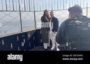 February 17, 2026, New York, USA: Avan Jogia, Dove Cameron, Karla Souza, Dorian Missick visit the Empire State Building Observatory for a photo opportunity to celebrate the premiere of 56 Days on Prime Video. (Niyi Fote/Thenews2)