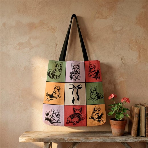 Corgi Woven Tapestry Tote Bag, Dog Lover Art Tote, Breed Illustration Bag - Etsy